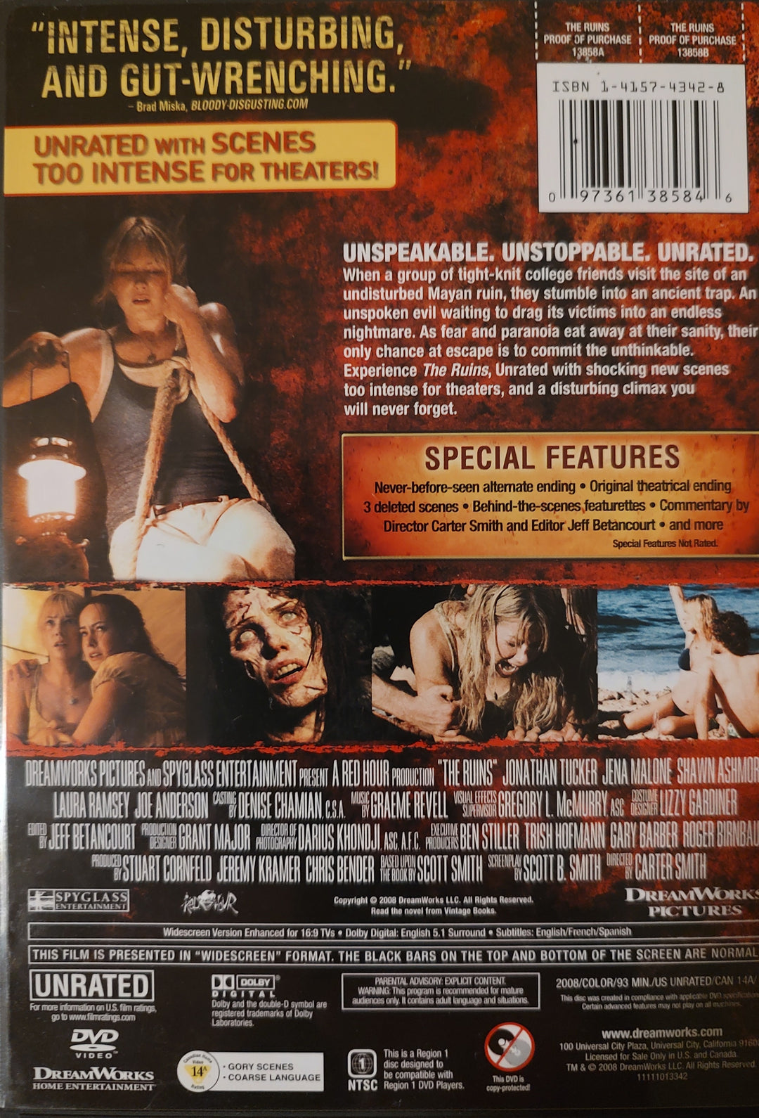 The Ruins (DVD, 2008, Widescreen) Back