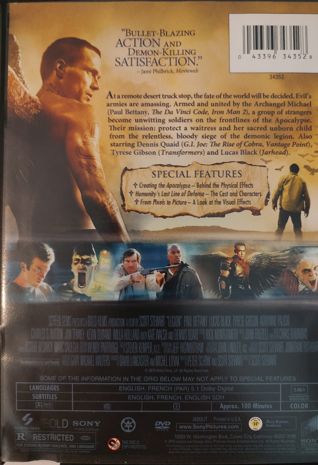 Legion (DVD, 2010) Back