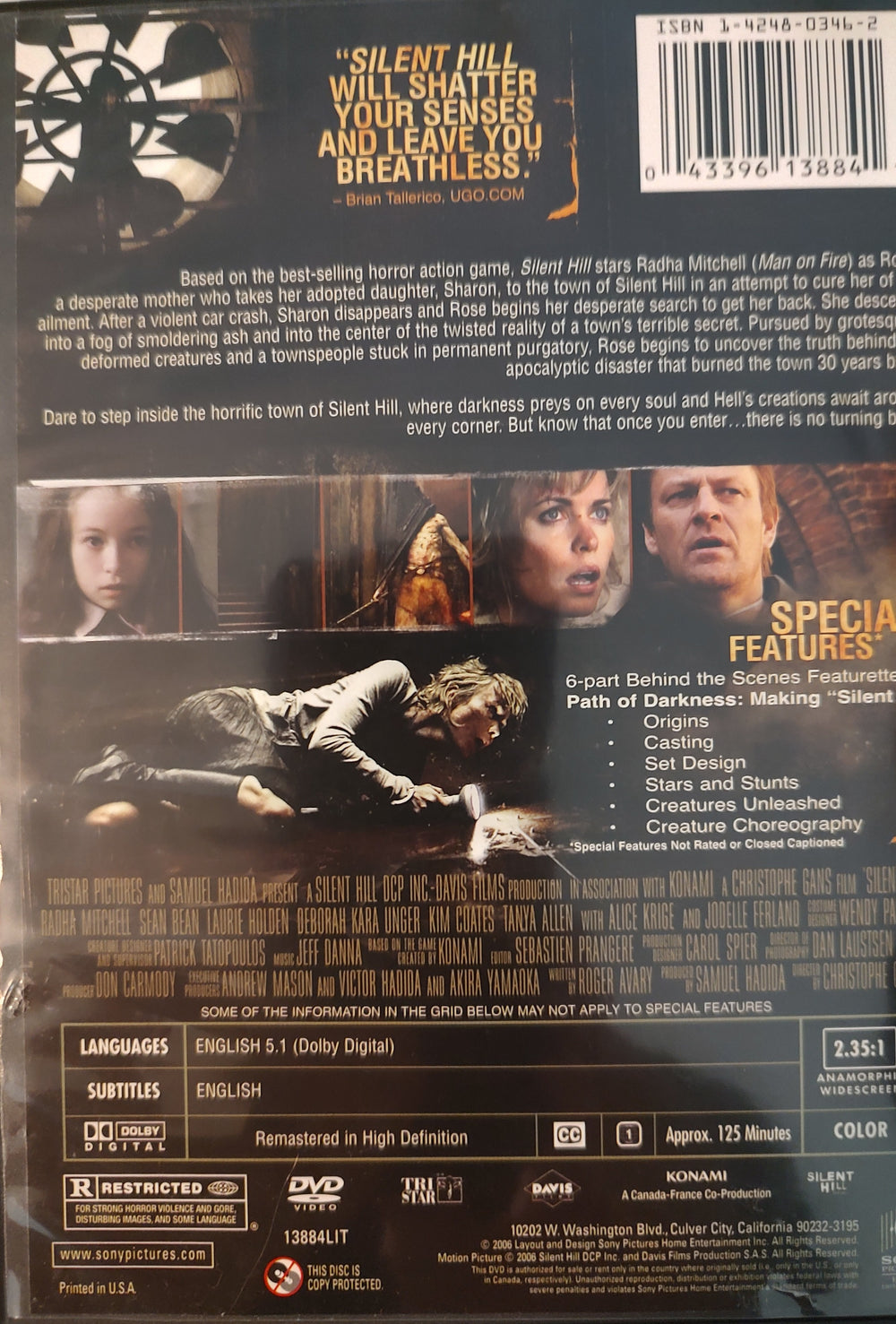 Silent Hill (DVD, 2006) Back