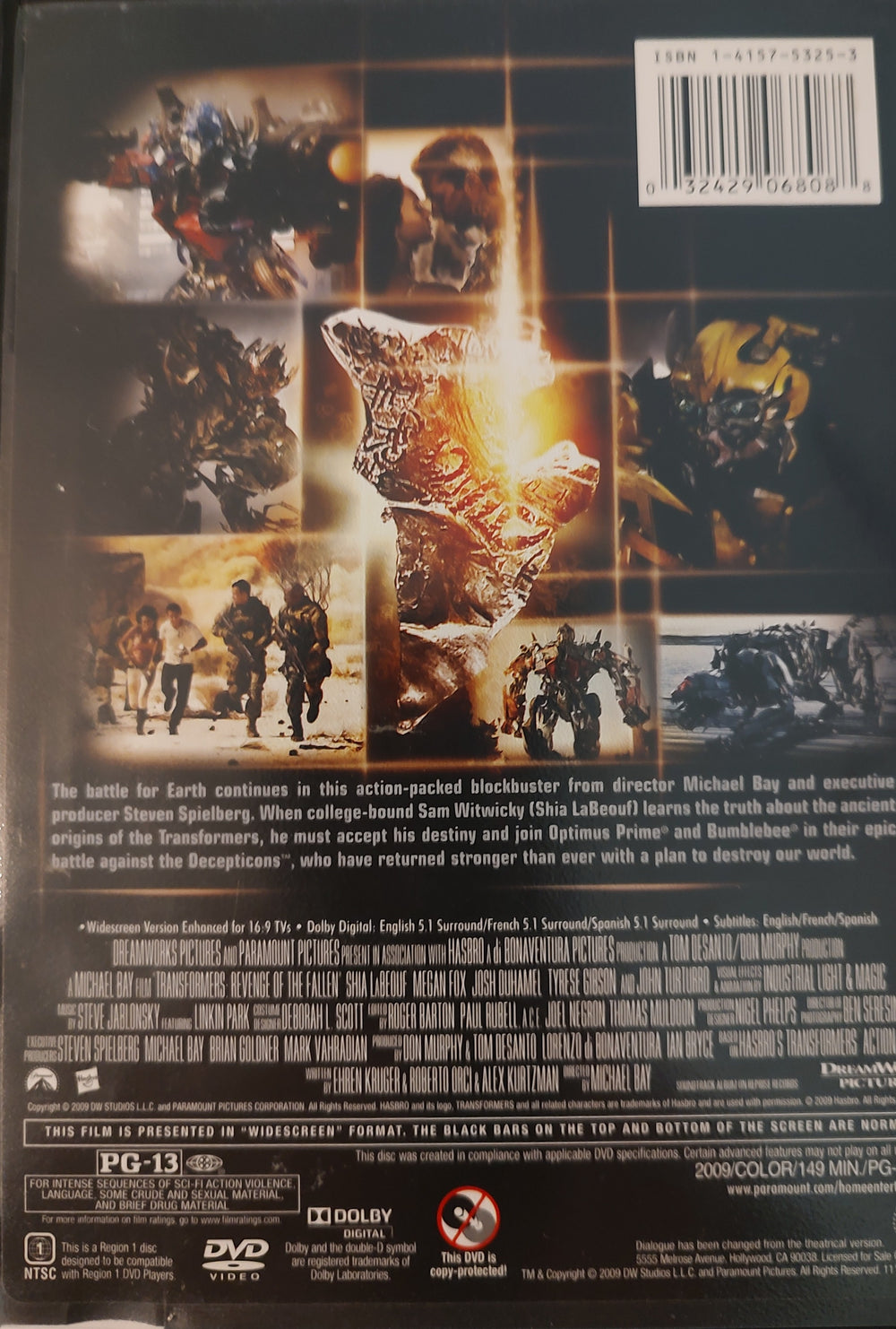 Transformers: Revenge of the Fallen (DVD, 2009) Back
