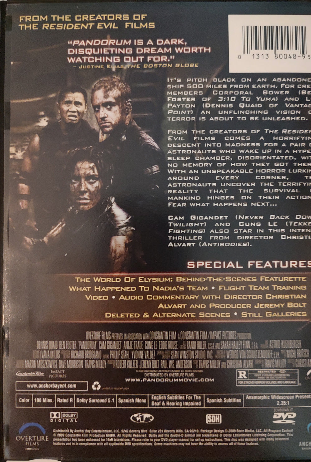 Pandorum DVD (2009) Back