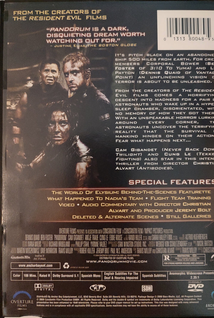 Pandorum DVD (2009) Back