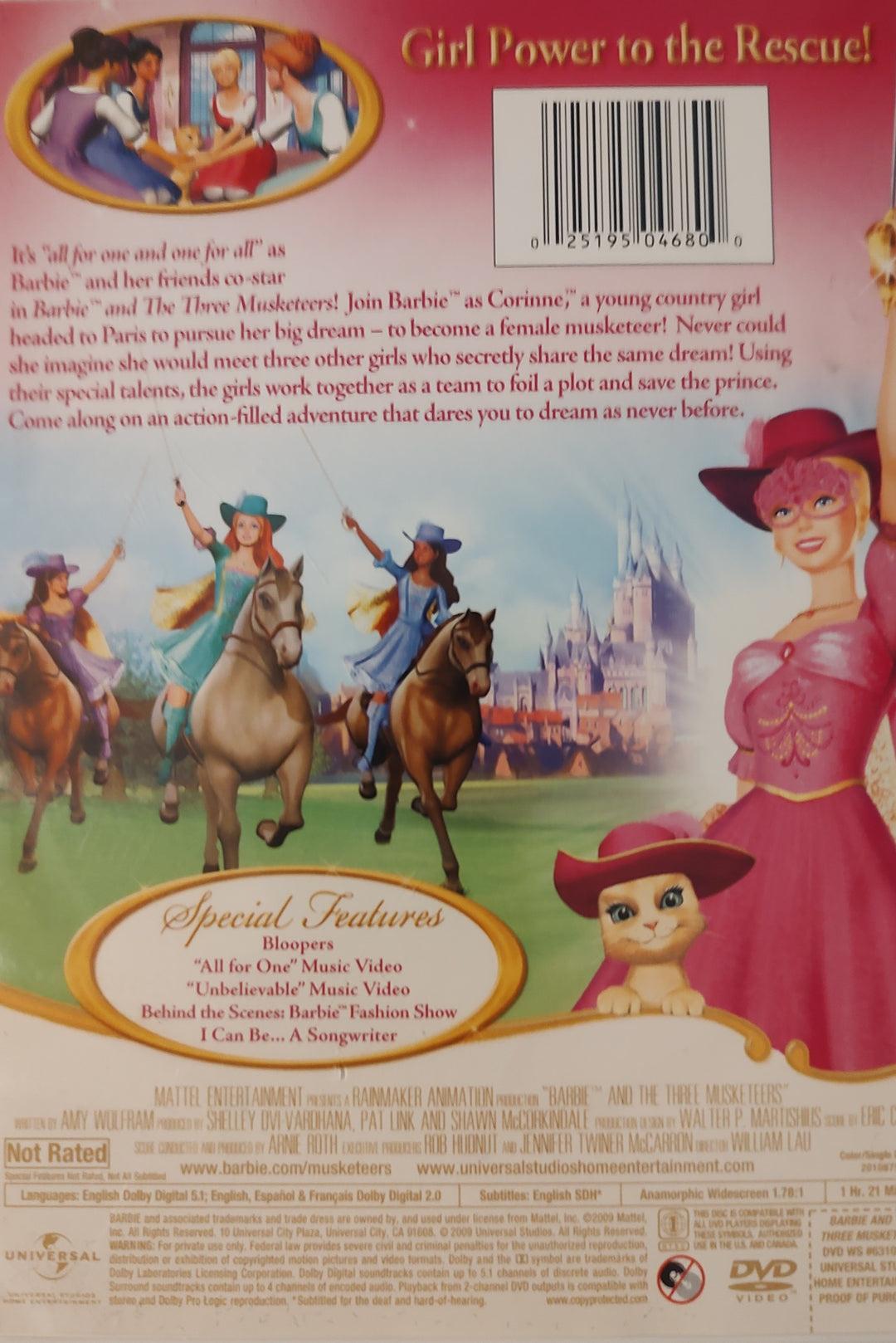 Barbie and the Three Musketeers DVD Back