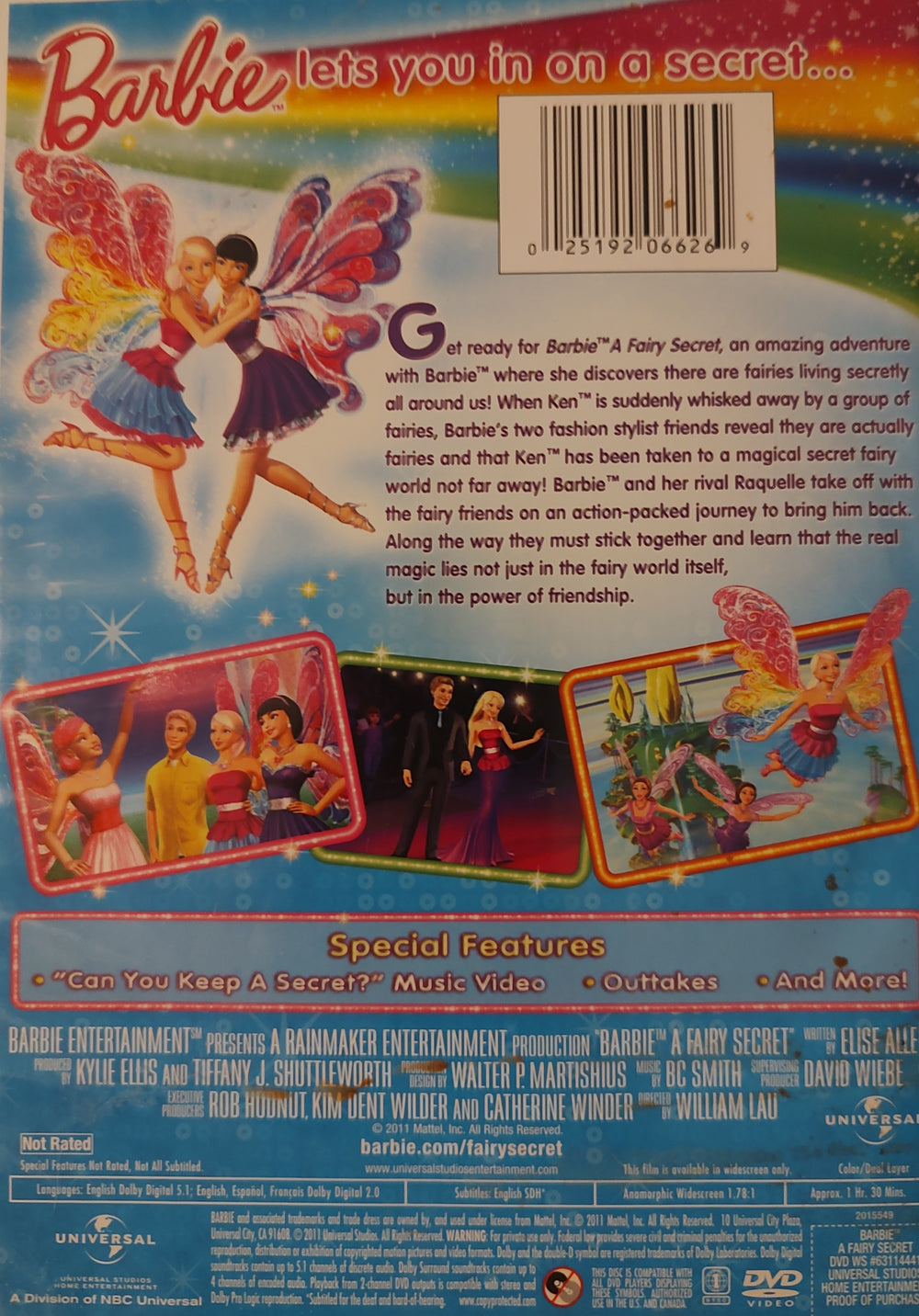 Barbie A Fairy Secret DVD (2011) Back