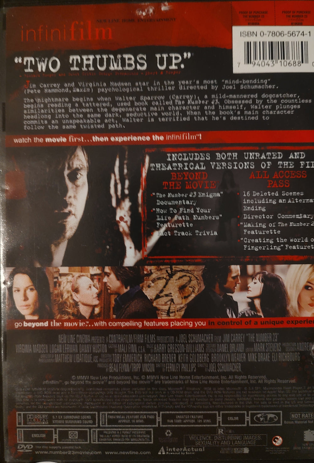 The Number 23 DVD (Unrated) Back