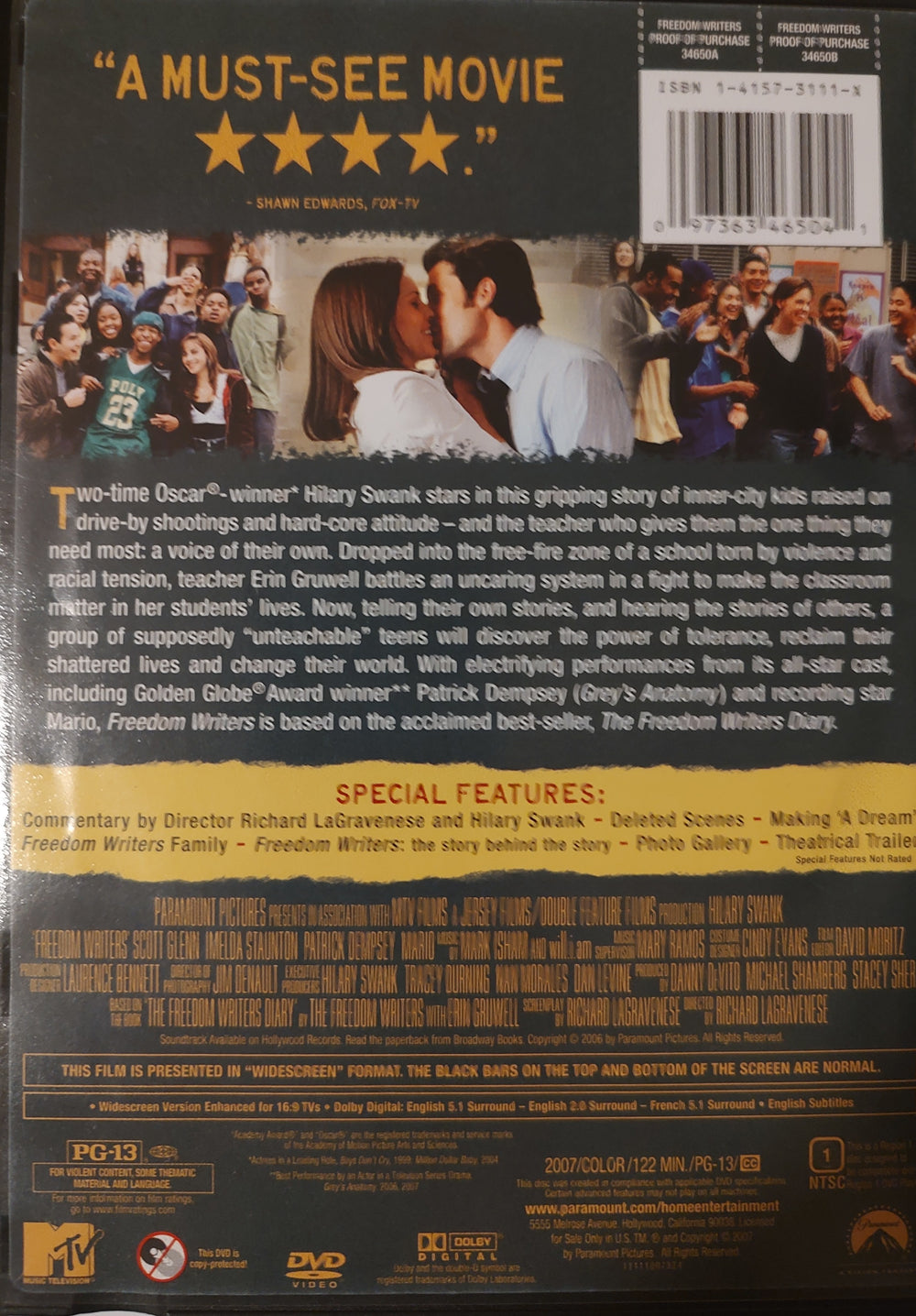 Freedom Writers DVD (2007, Widescreen) Back