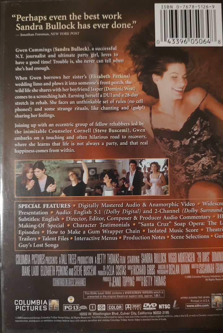 28 Days DVD Back
