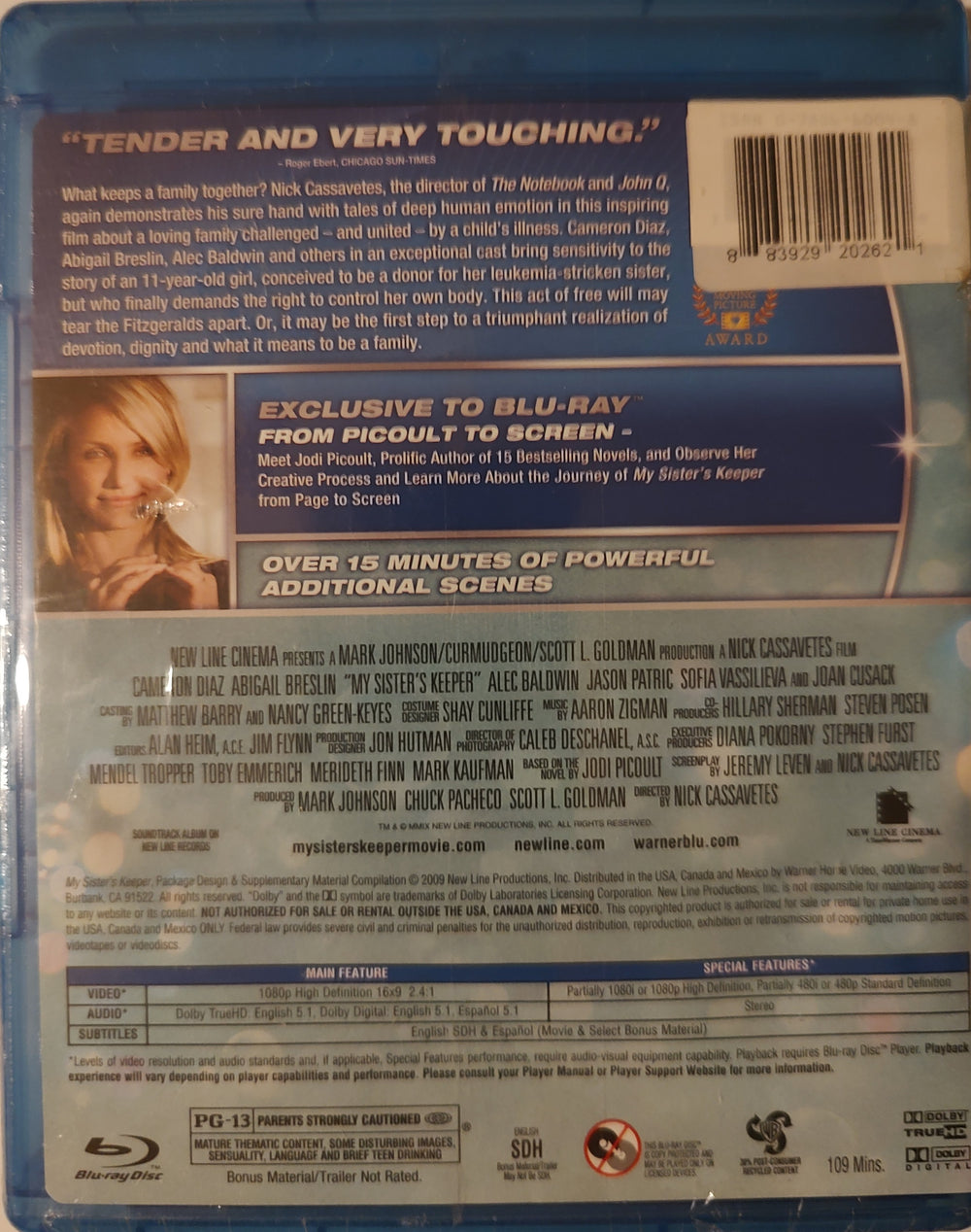 My Sister's Keeper Blu-ray New Back