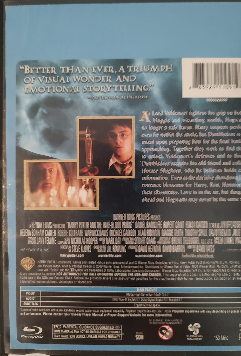 Harry Potter and the Half-Blood Prince Blu-ray Back