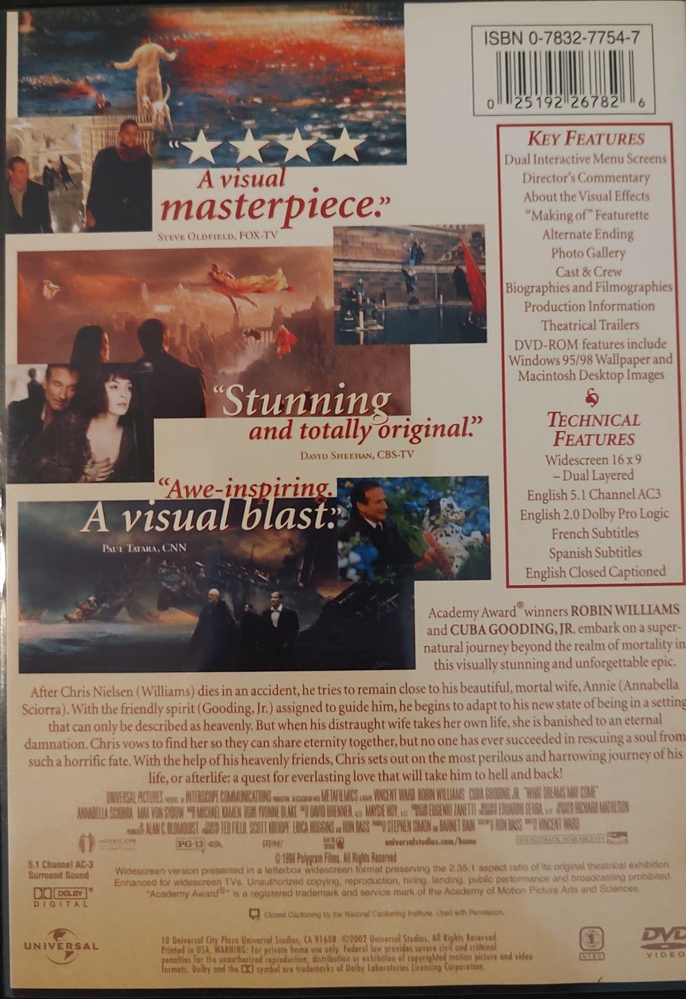 What Dreams May Come (DVD, 1998) Back