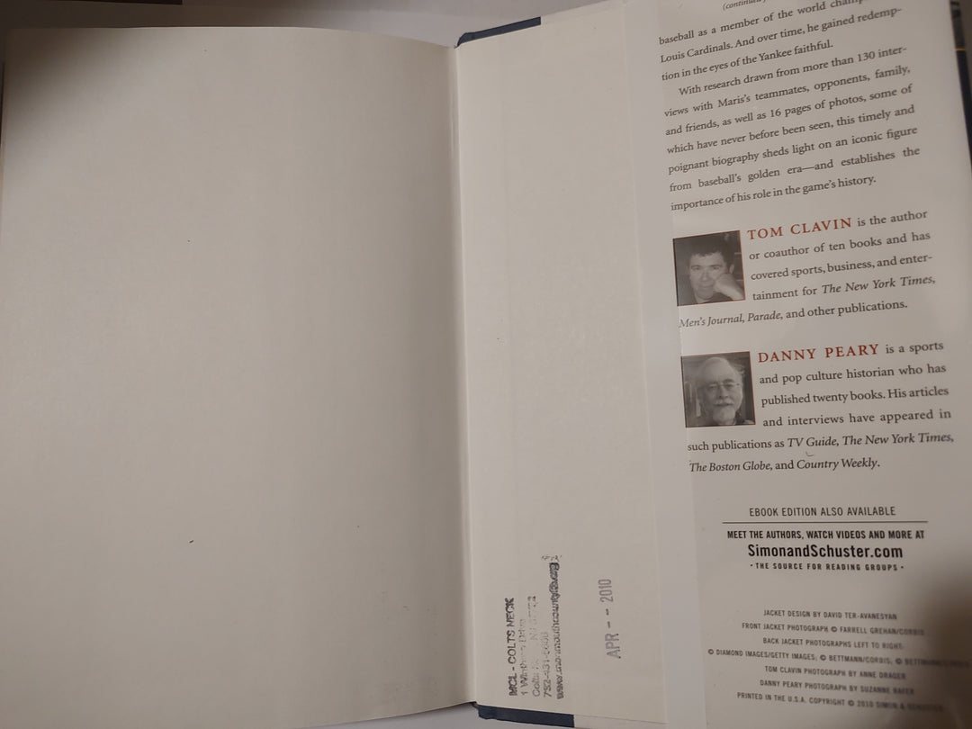Roger Maris: Baseball's Reluctant Hero Book Back Inside Cover