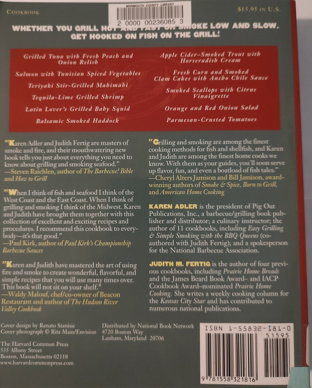 Fish and Shellfish Grilled and Smoked Cookbook Recipe Book Back