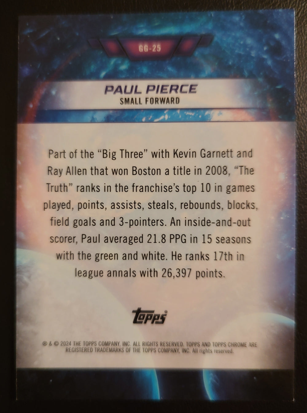 Paul Pierce #GG-25 2023-24 Topps Cosmic Chrome - Galaxy Greats  Back
