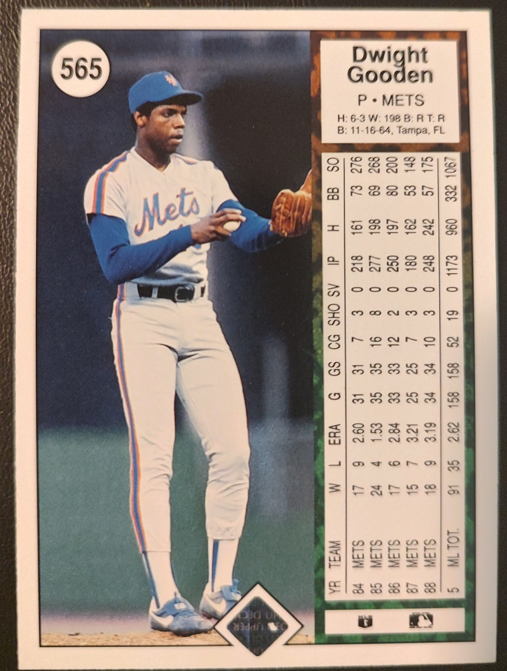 Dwight Gooden #565 1989 Upper Deck Back