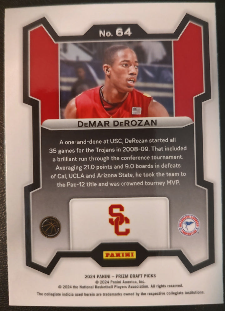 DeMar DeRozan #64 2024 Panini Prizm Draft Picks Back