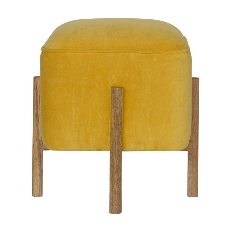 Mustard Velvet Solid Footstool