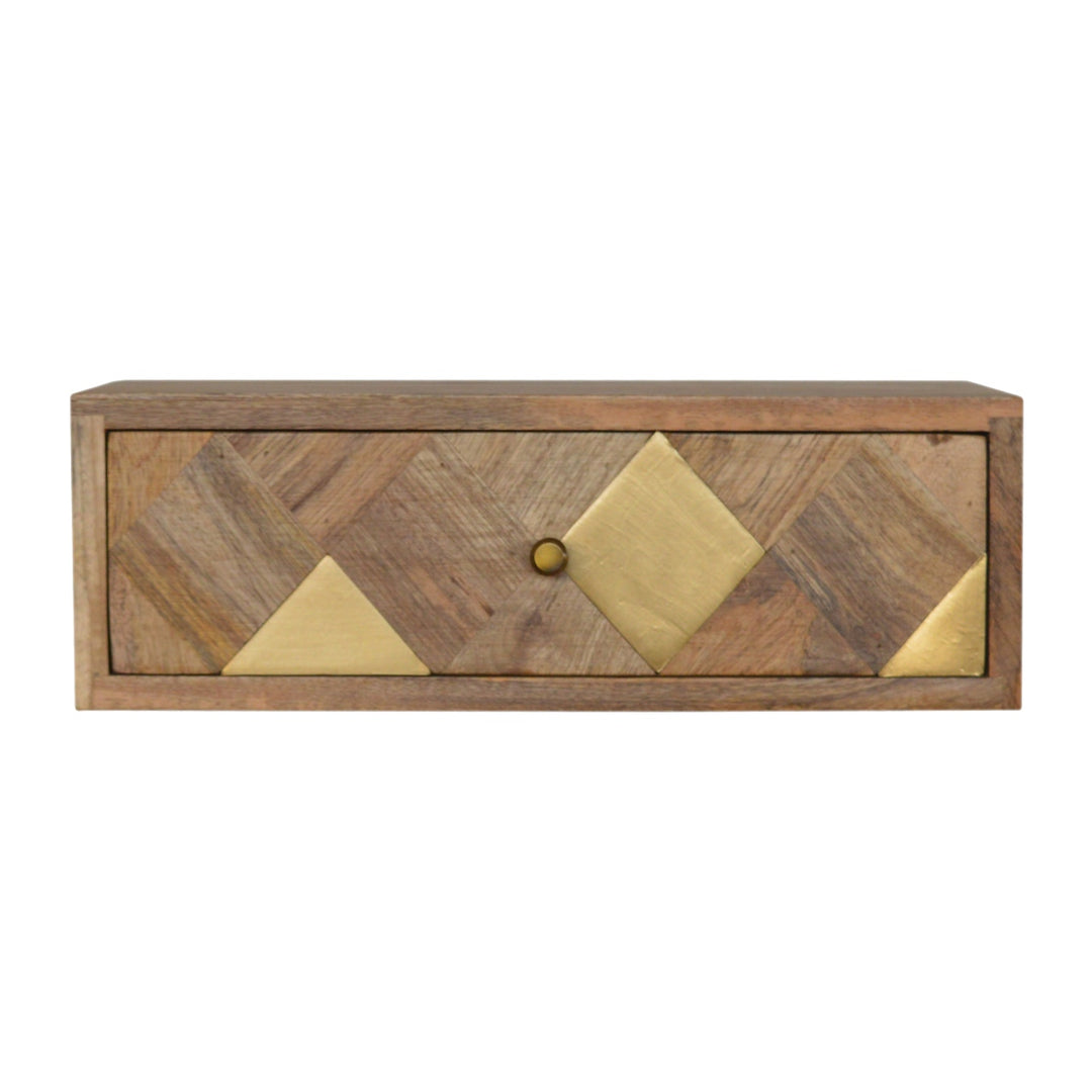 Wall Mounted Brass Inlay Nightstand