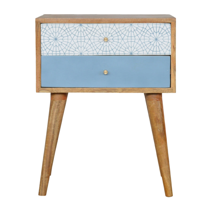 Blue Patterned Nightstand