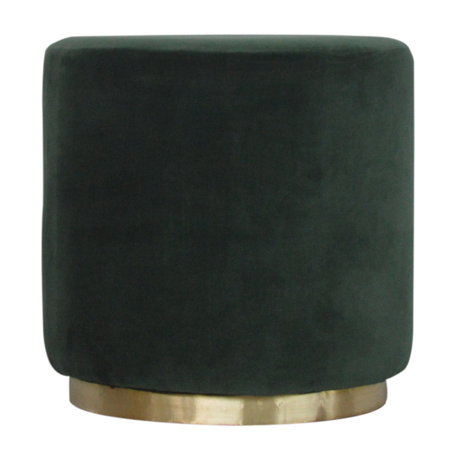 Emerald Velvet Gold Footstool