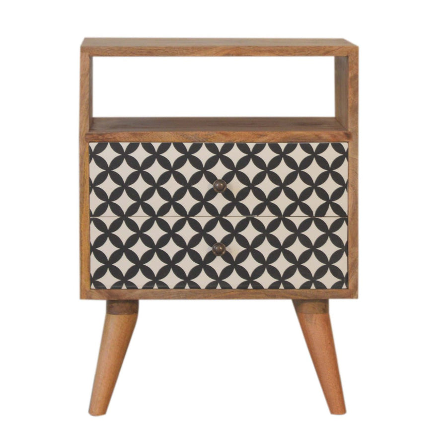 Diamond Print Open Slot Nightstand