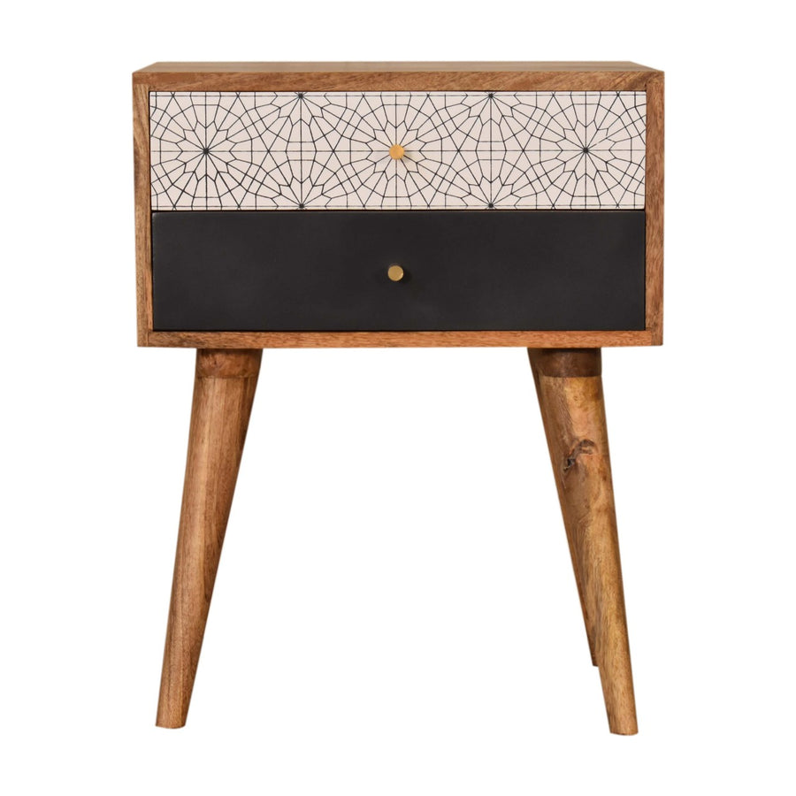 Black Patterned Nightstand