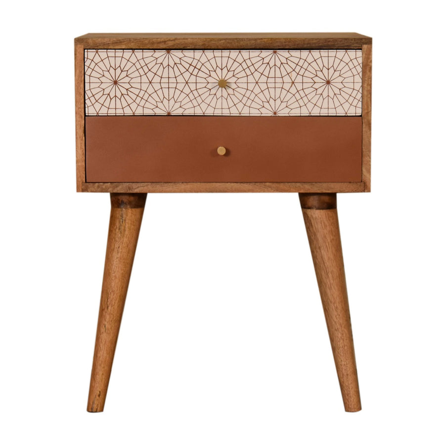 Brick Red Patterned Nightstand