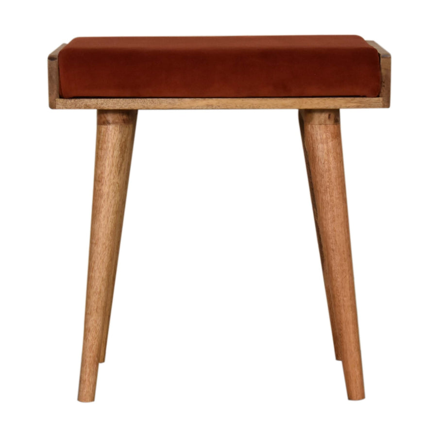 Brick Red Velvet Tray Footstool