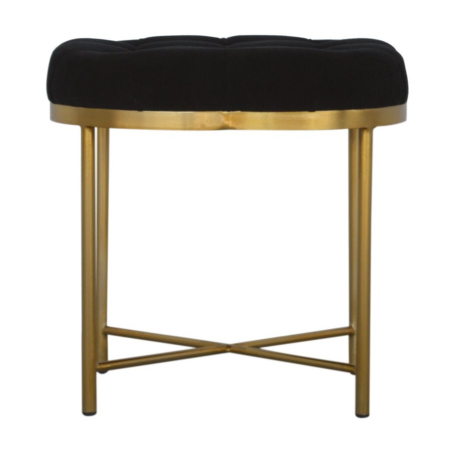 Clover Black Velvet Footstool