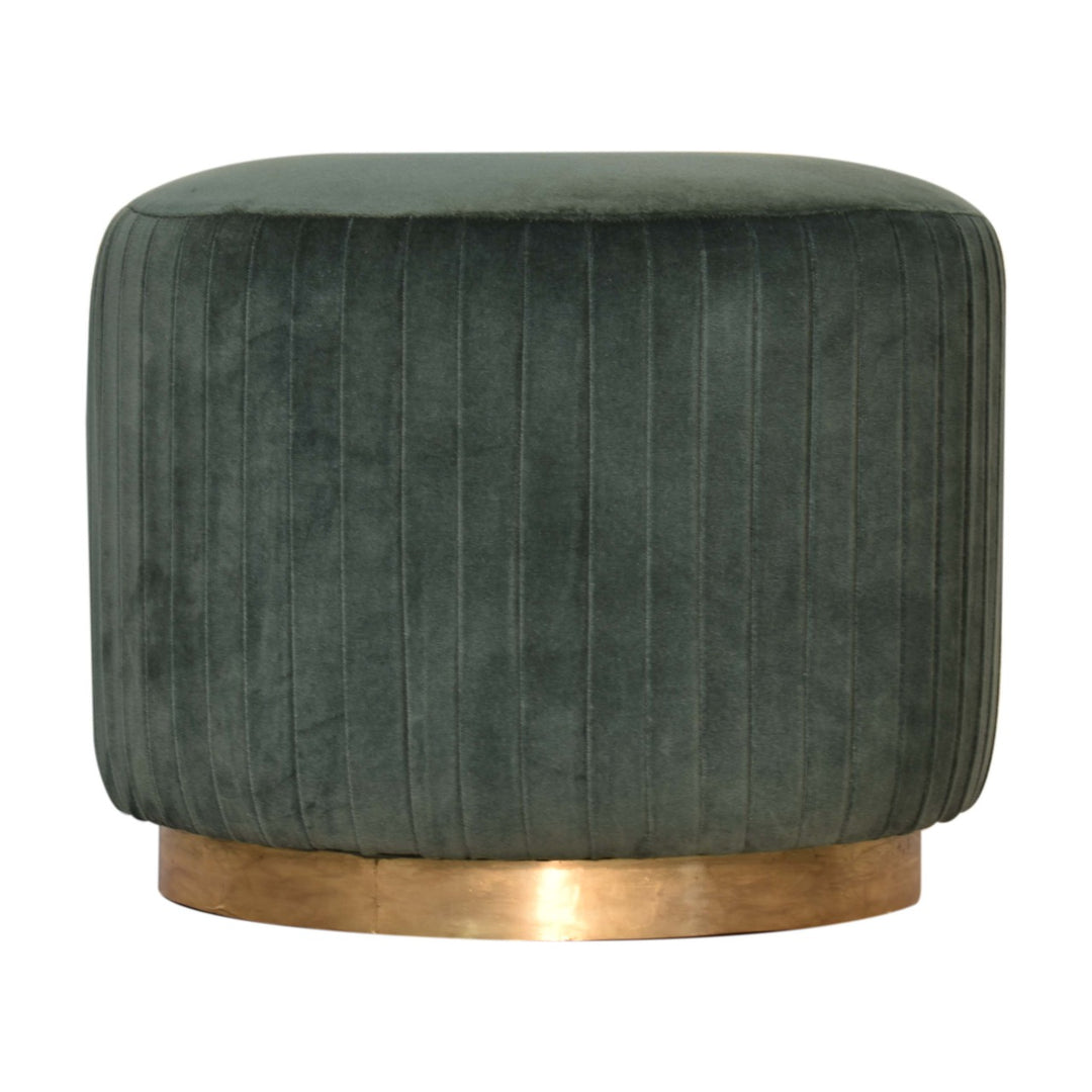 Emerald Velvet Pleated Footstool