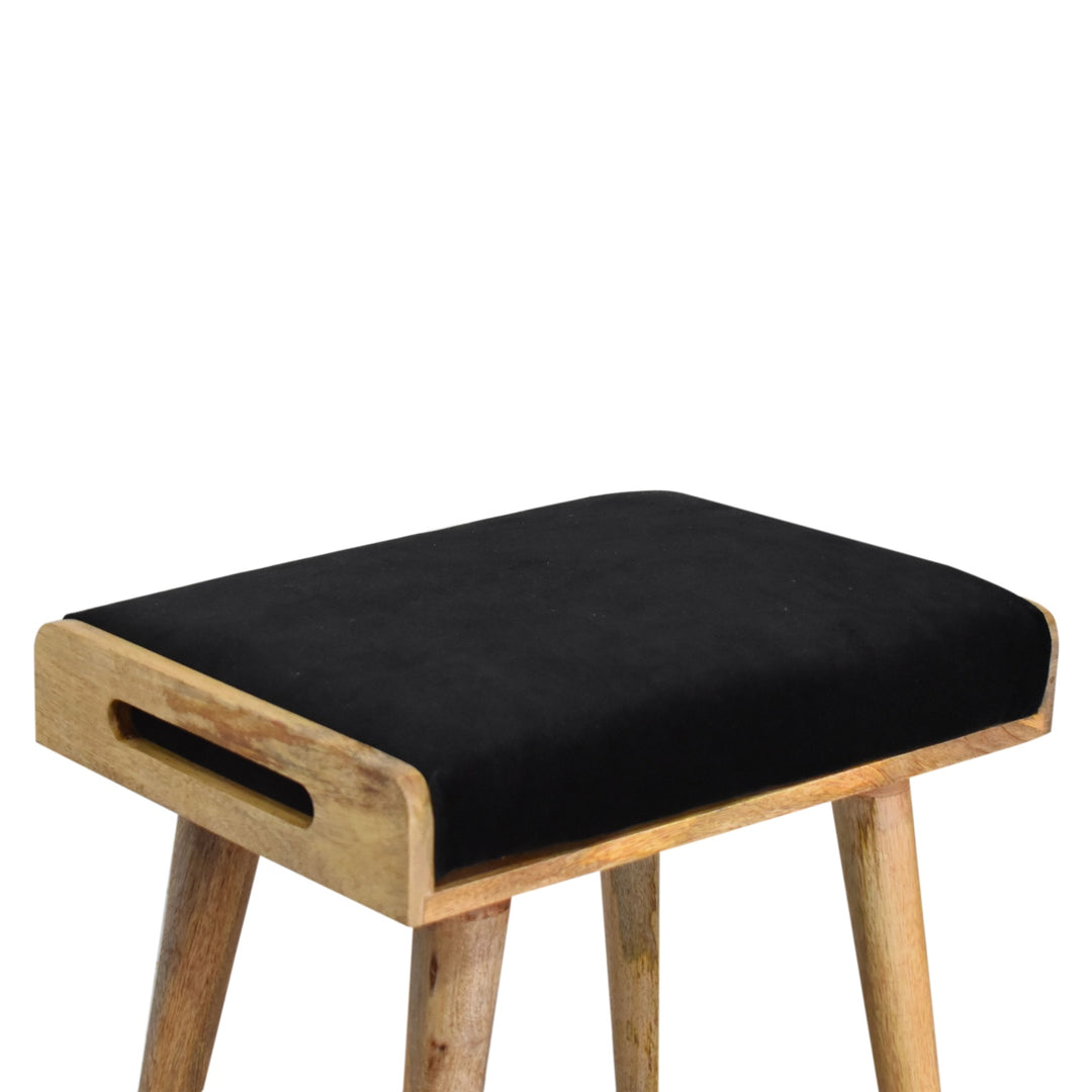 Black Velvet Tray Style Footstool Photo 6