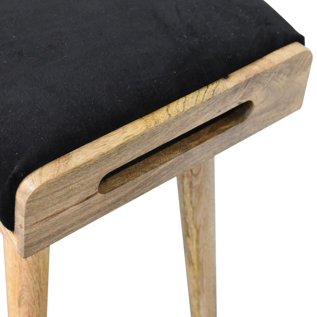 Black Velvet Tray Style Footstool Photo 7