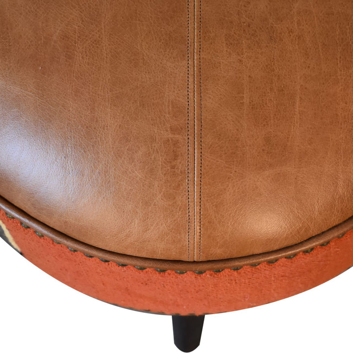 Durrie & Leather Mixed Footstool Photo 3