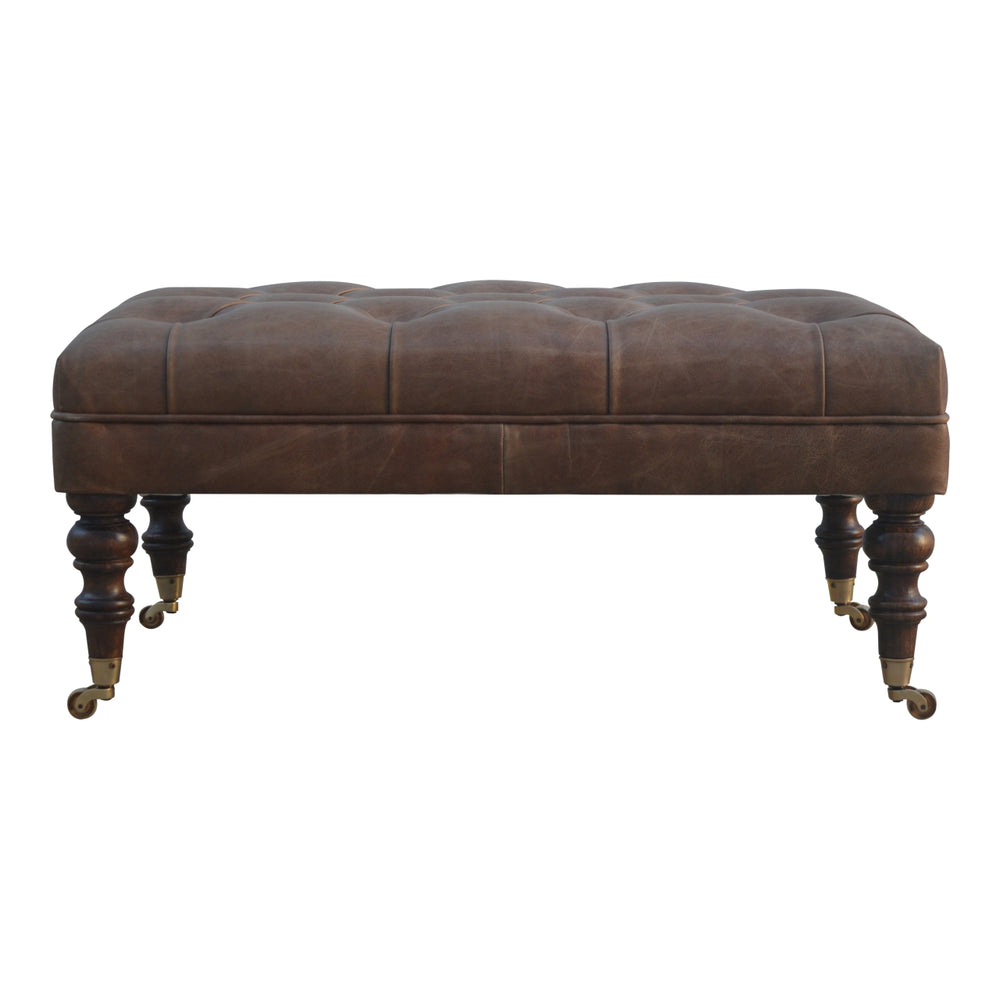 Buffalo Leather Ottoman Photo 2