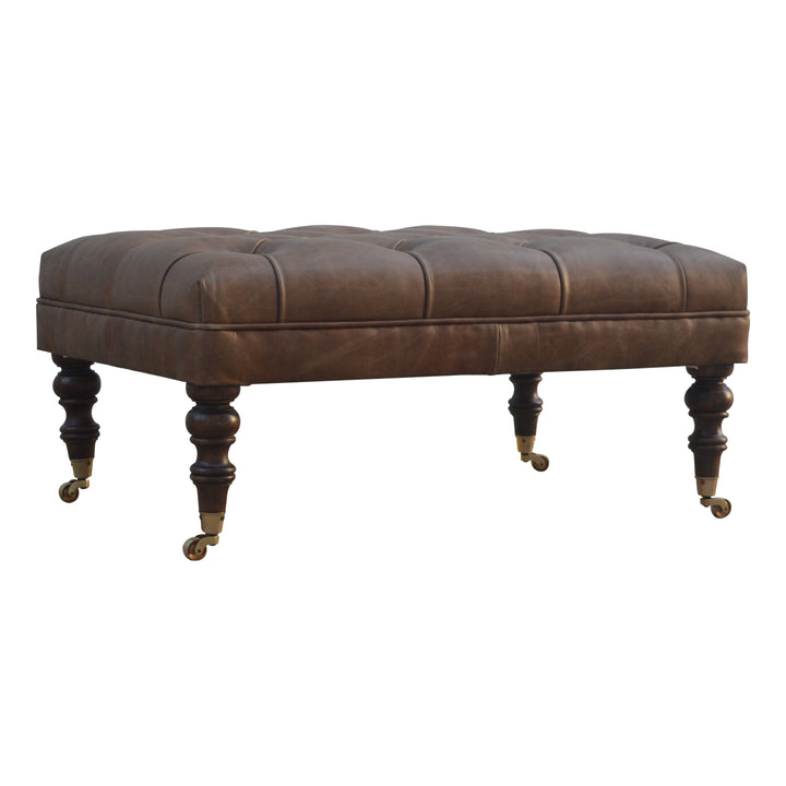 Buffalo Leather Ottoman Photo 3