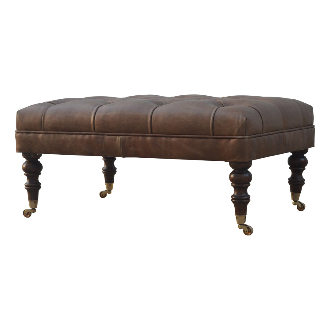 Buffalo Leather Ottoman Photo 4