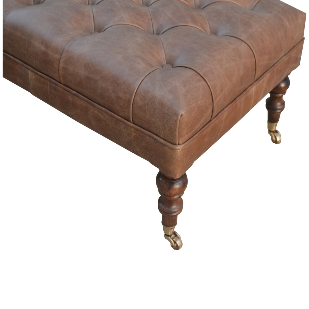 Buffalo Leather Ottoman Photo 5