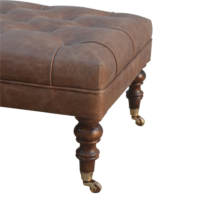 Buffalo Leather Ottoman Photo 6