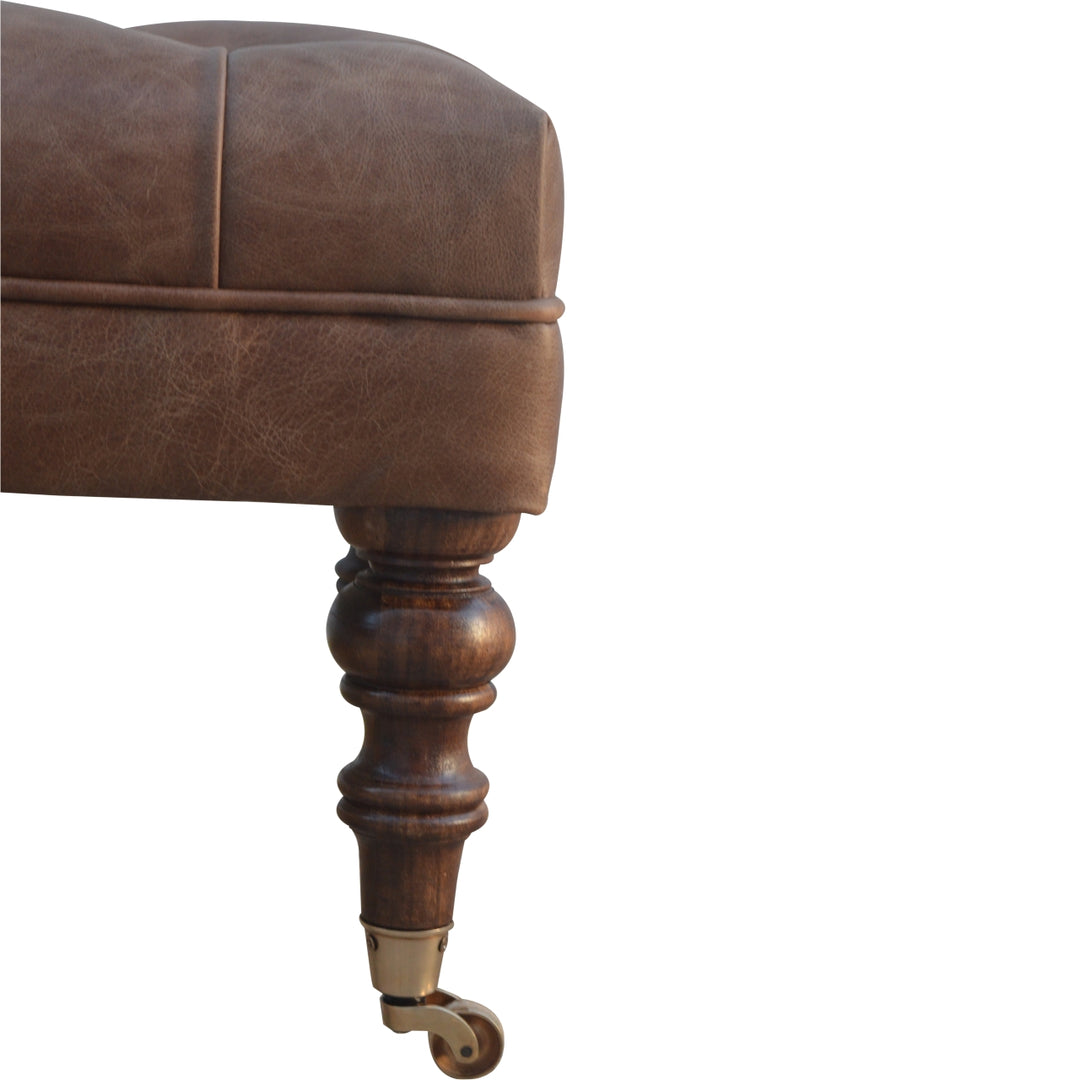 Buffalo Leather Ottoman Photo 7