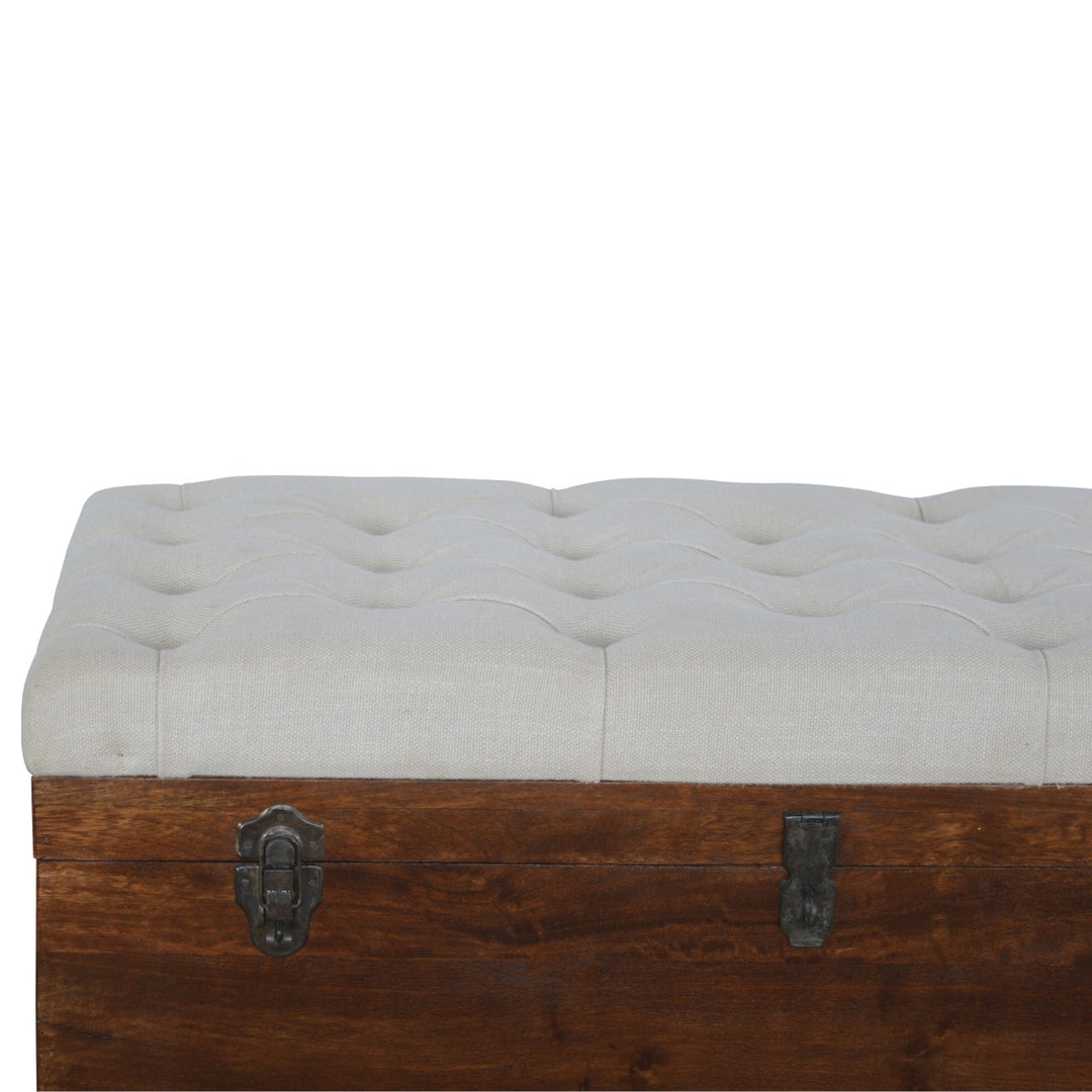 White Linen Storage Trunk Photo 4