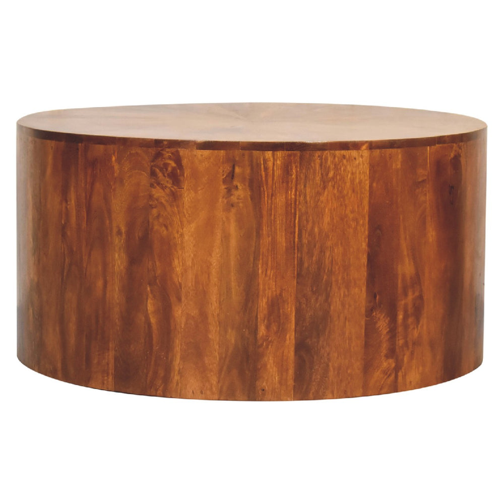 Chestnut Round Wooden Coffee Table Photo 2