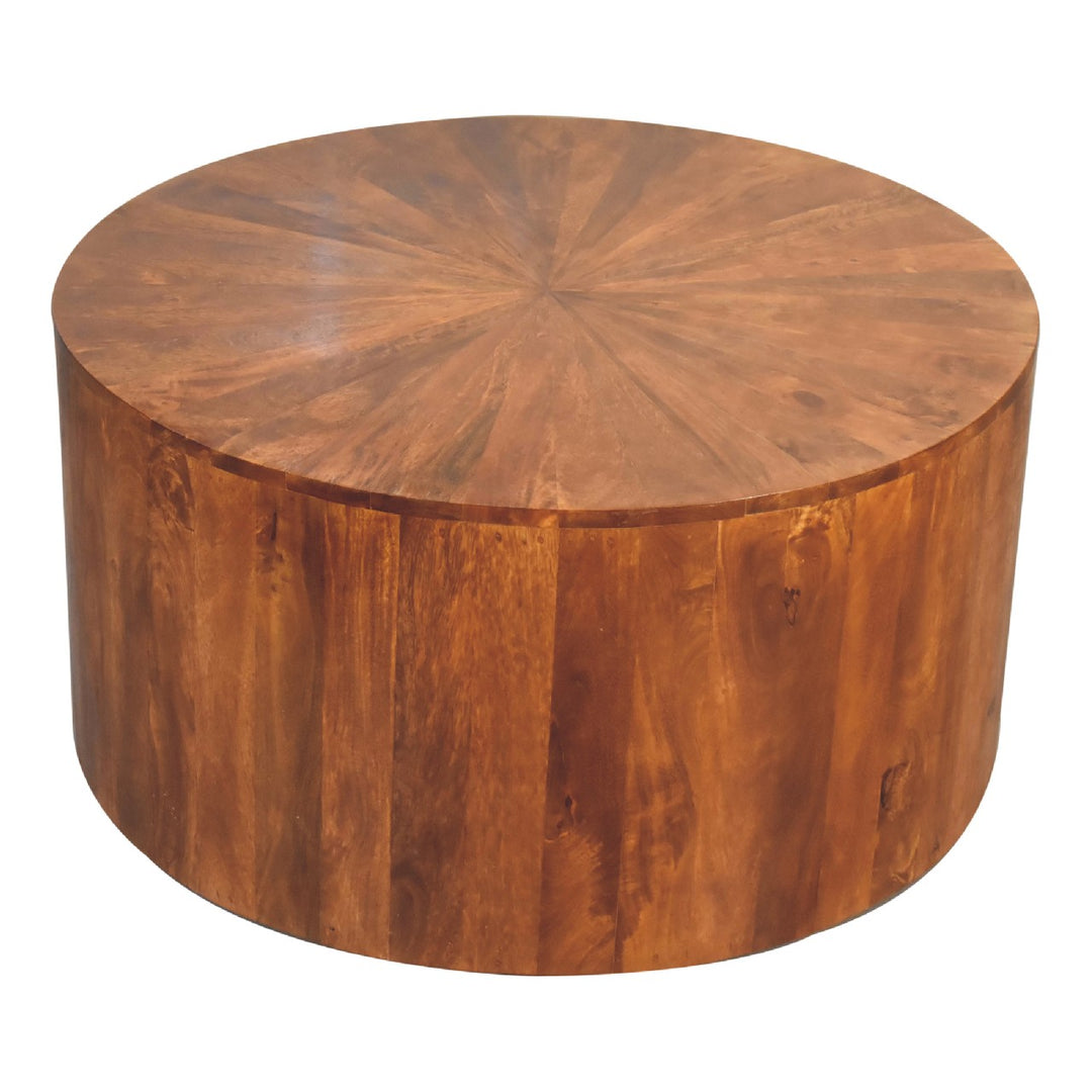 Chestnut Round Wooden Coffee Table Photo 4