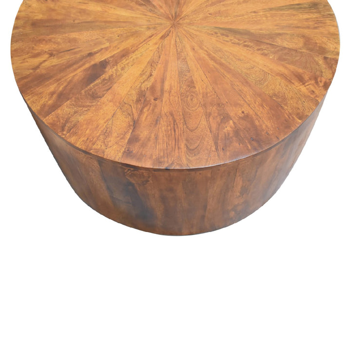 Chestnut Round Wooden Coffee Table Photo 6