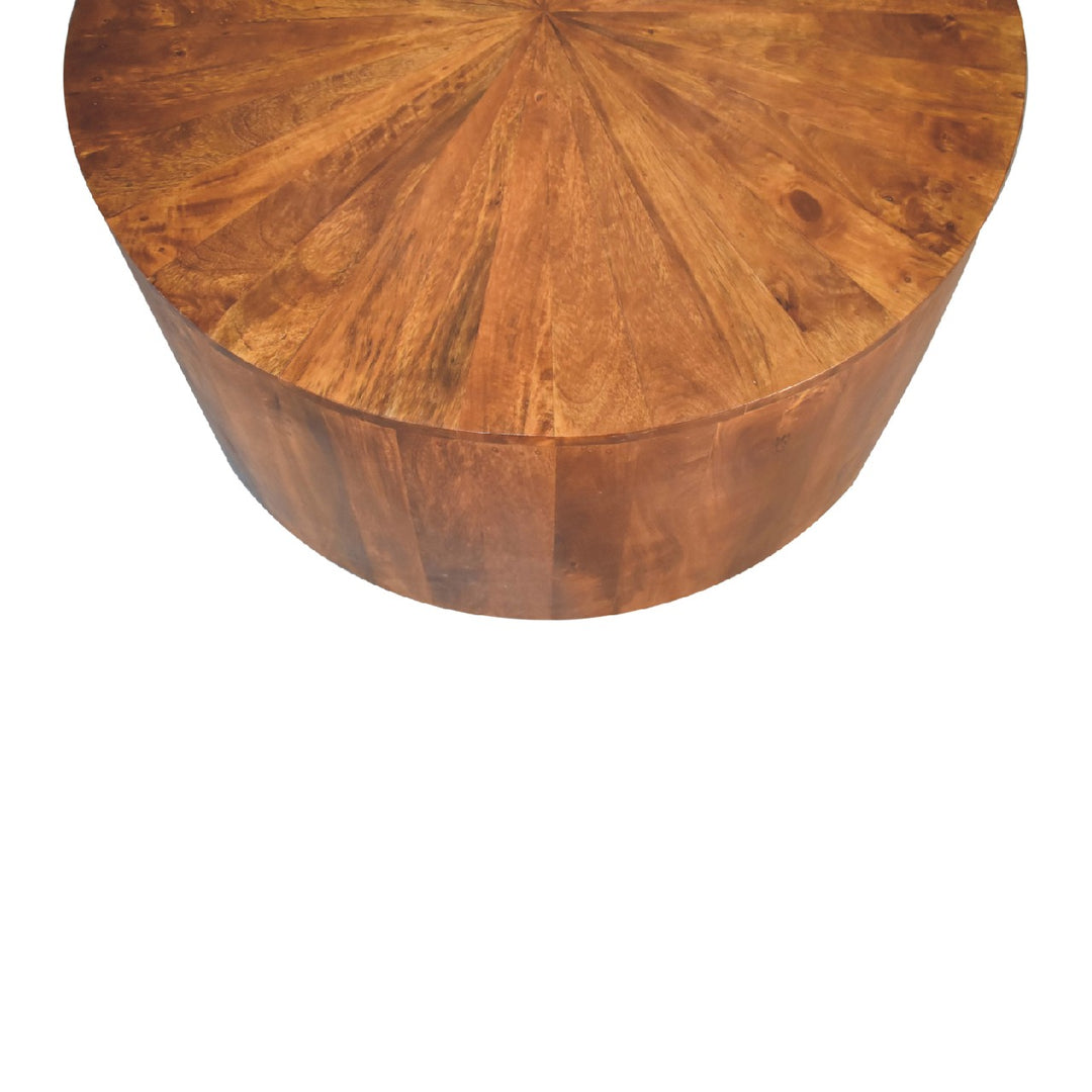 Chestnut Round Wooden Coffee Table Photo 7