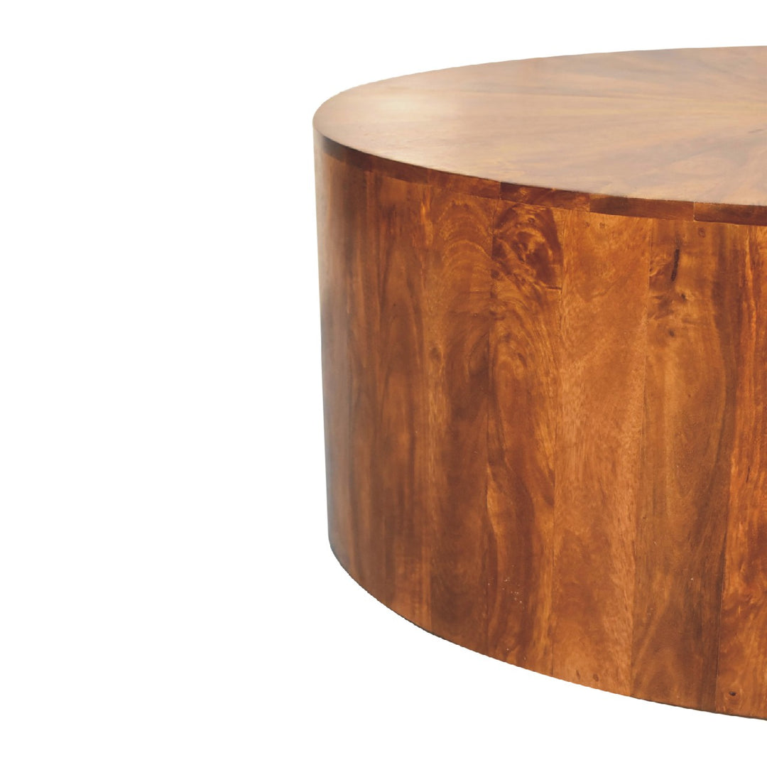 Chestnut Round Wooden Coffee Table Photo 8