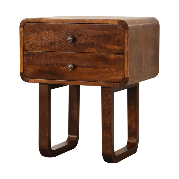 U-Curved Chestnut Nightstand Photo 2