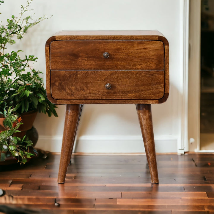 Curved Chestnut Nightstand Photo 12