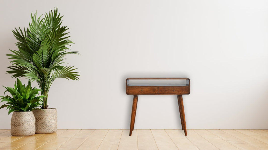 Curved Chestnut Console Table Photo 11