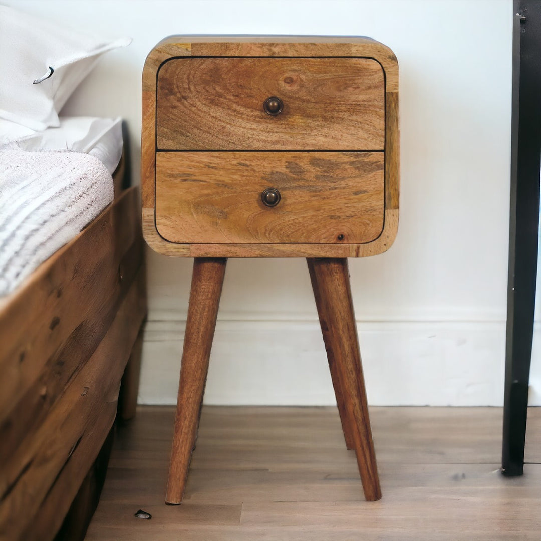 Mini Oak-ish Curved Nightstand Photo 12