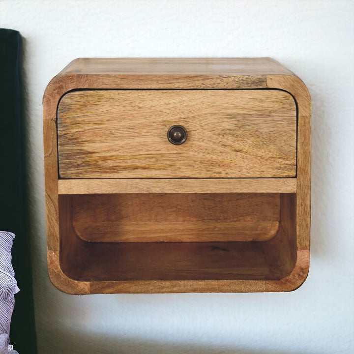 Mini Oak-ish Floating Open Nightstand Photo 12