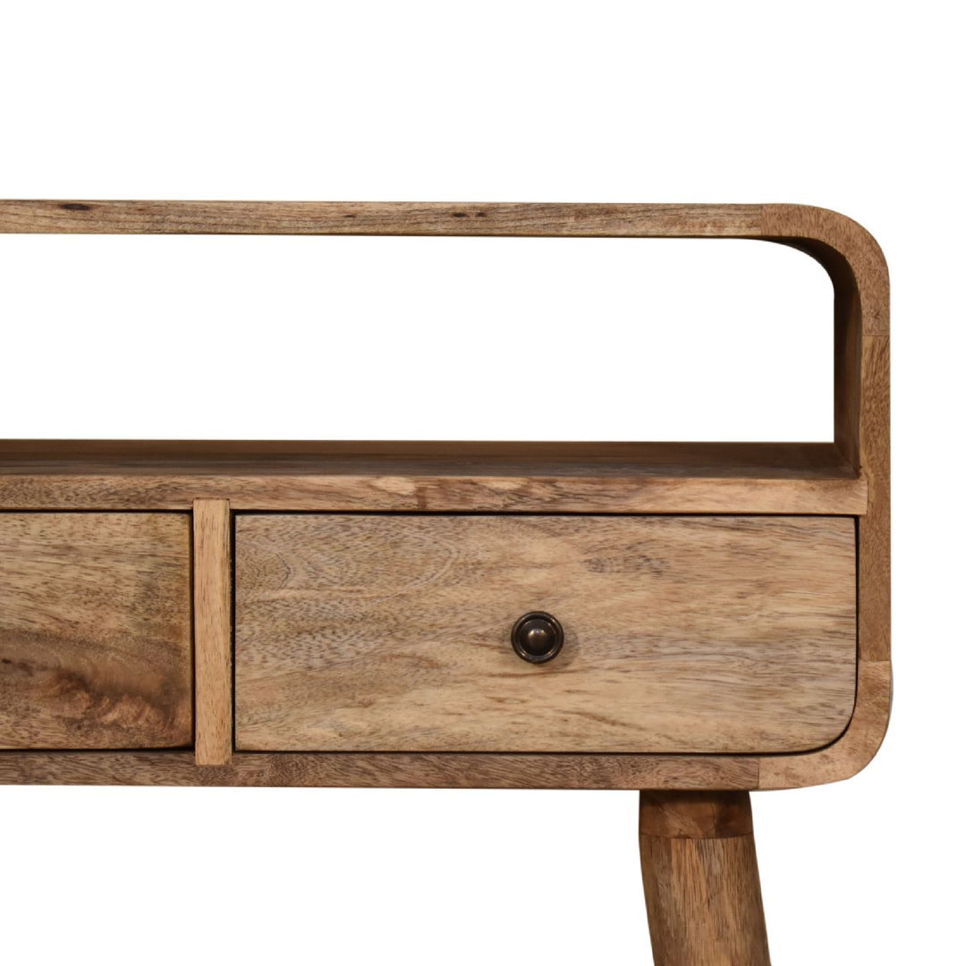 Mini Curved Oak-ish Console Table Photo 5